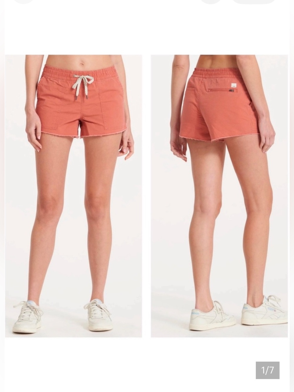 Vuori Vintage Ripstop Organic Cotton Sun Washed Orange Shorts Size XS